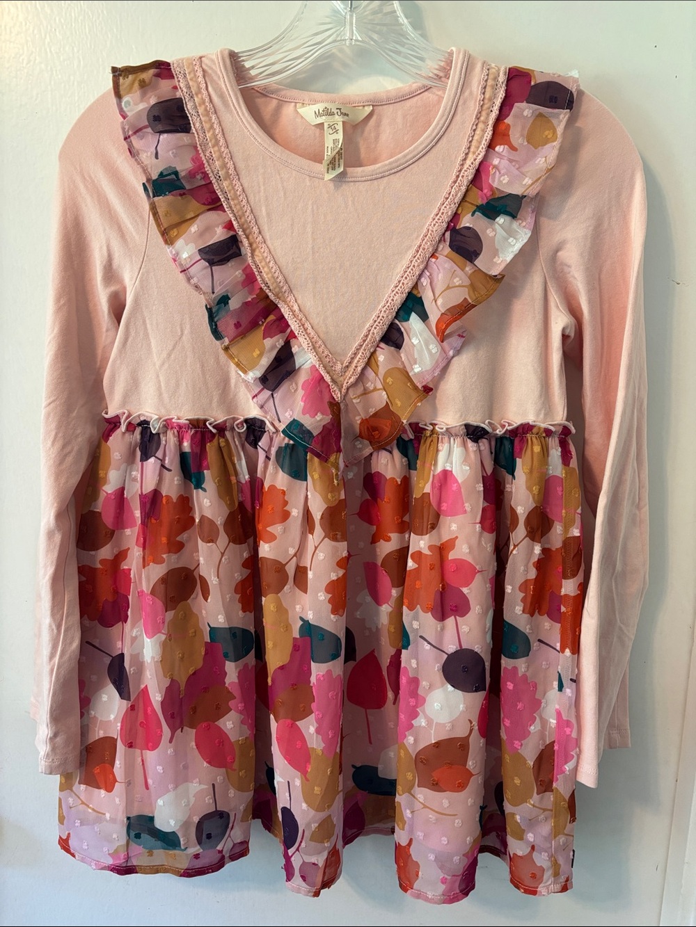 Matilda Jane Pink Floral Ruffle Long Sleeve Tunic